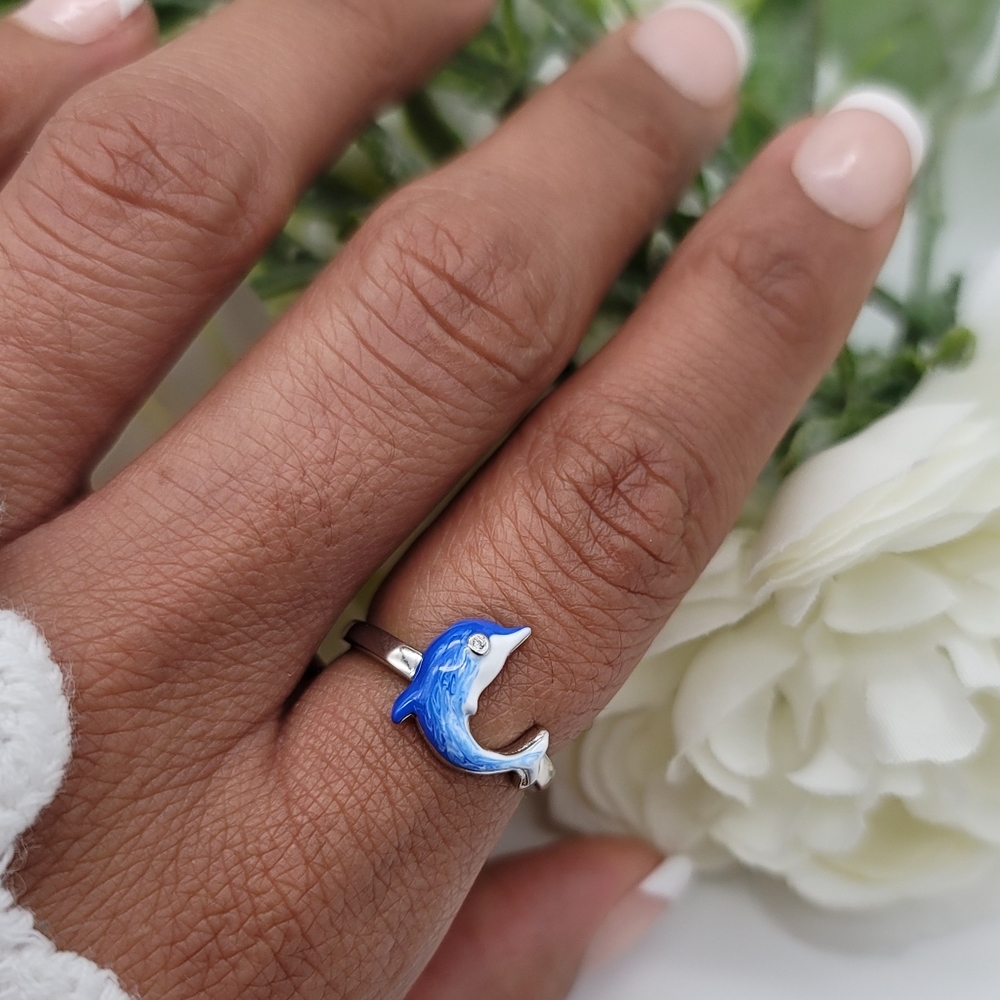 🥰 HANDPAINTED DOLPHIN RING - Picture 5 of 7